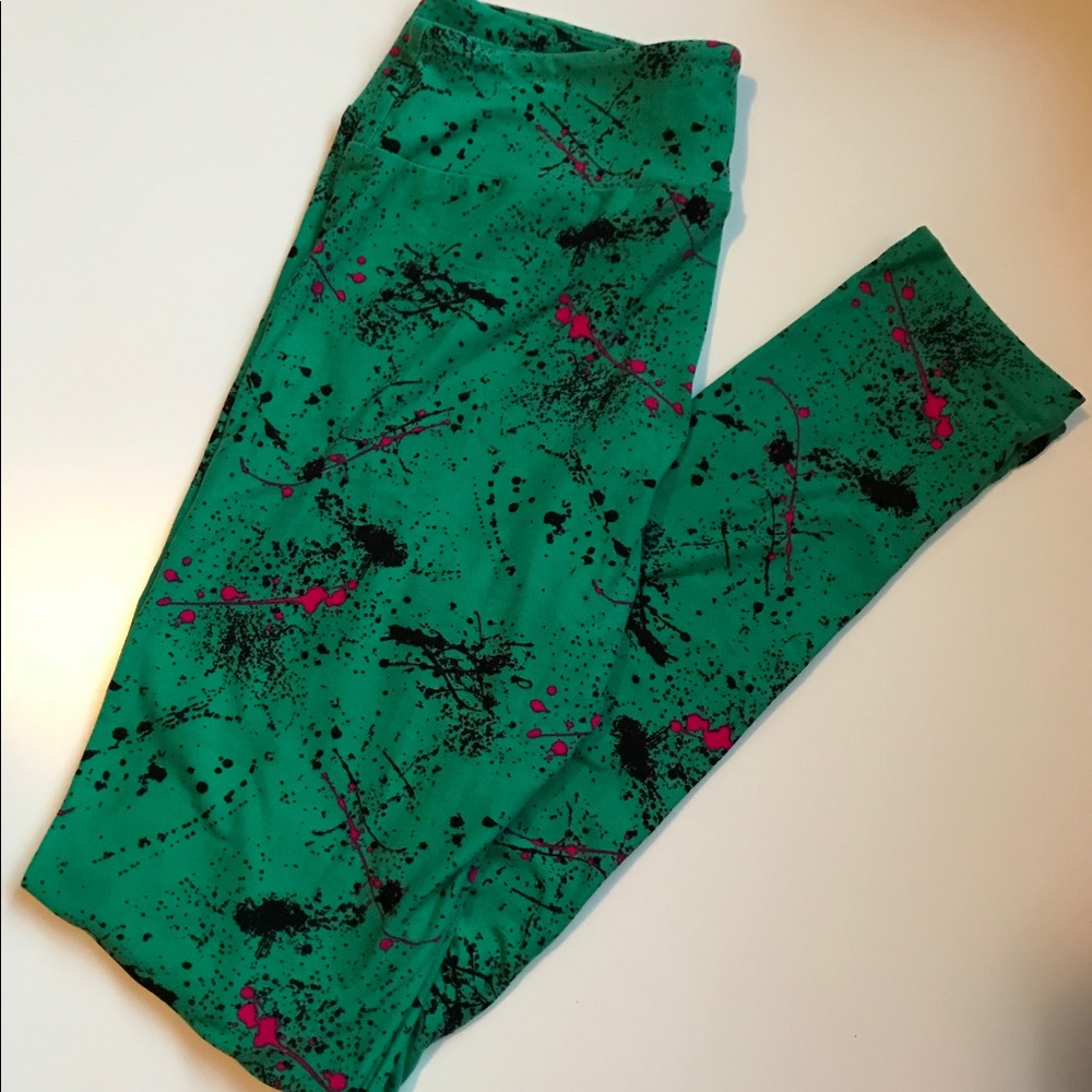 Lularoe green Splatter Paint Leggings OS NEW